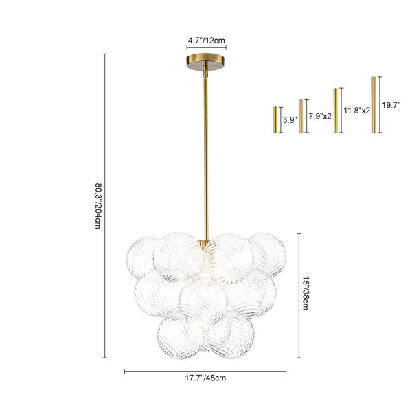 Chandelierias - Modern 1 - Light Glass Globe Cluster Bubble Chandelier - Chandeliers - Swirled Glass -