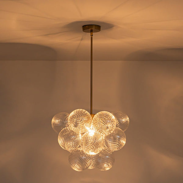 Chandelierias - Modern 1 - Light Glass Globe Cluster Bubble Chandelier - Chandeliers - Swirled Glass -