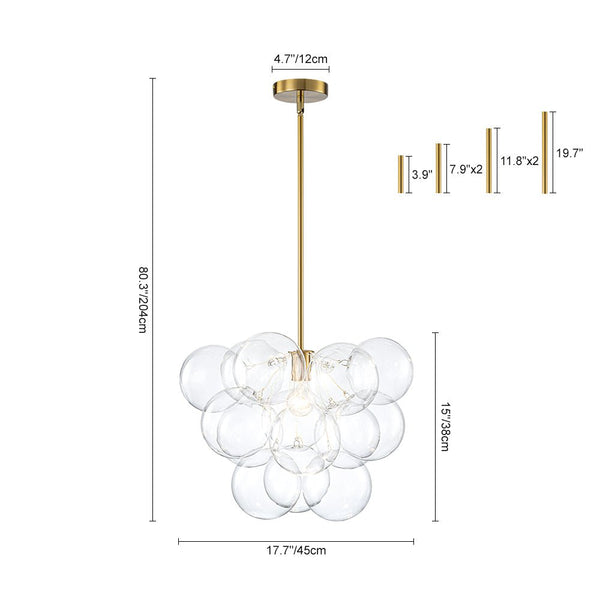 Chandelierias - Modern 1 - Light Glass Globe Cluster Bubble Chandelier - Chandeliers - Swirled Glass -