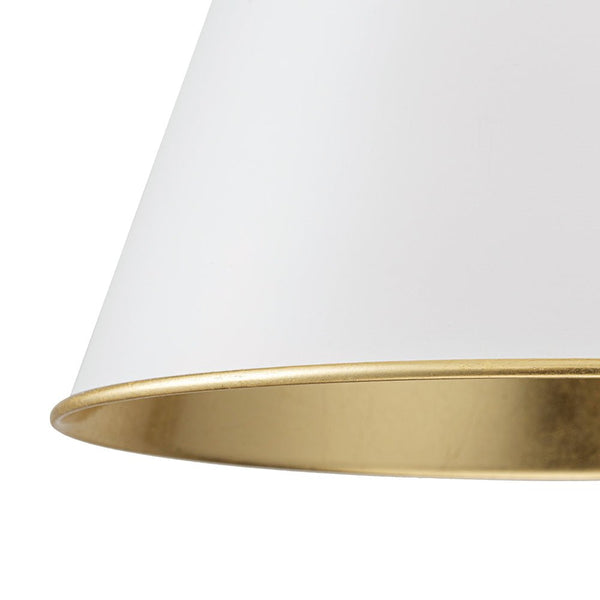 Chandelierias - Modern 1 - Light Gold Leaf Hanging Metal Barrel Pendant - Pendant - White -