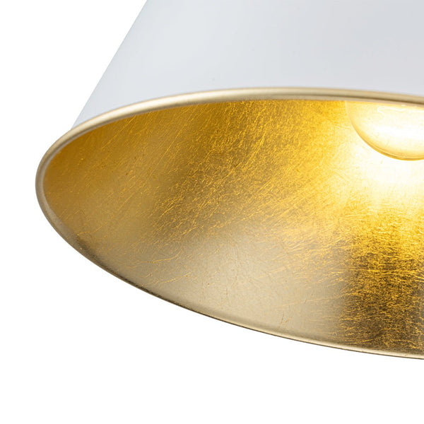 Chandelierias - Modern 1 - Light Gold Leaf Hanging Metal Barrel Pendant - Pendant - White -