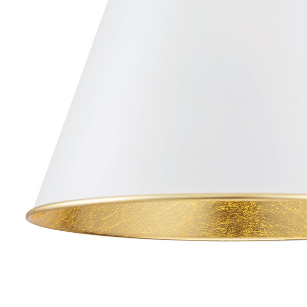 Chandelierias - Modern 1 - Light Gold Leaf Hanging Metal Barrel Pendant - Pendant - White -