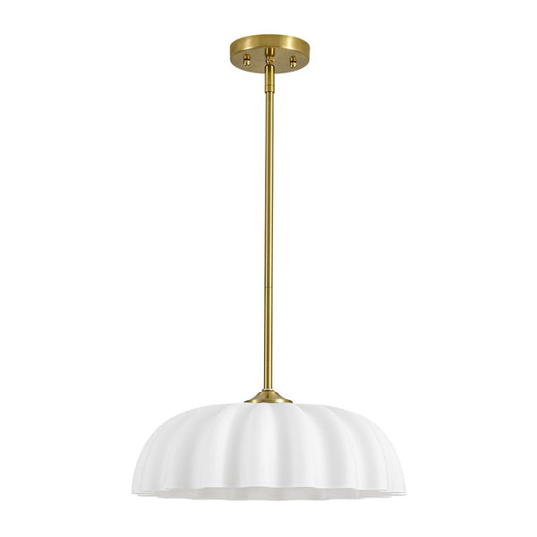 Chandelierias - Modern 1 - Light Milky White Daisy Glass Pendant - Pendants - Brass (Back - order) -