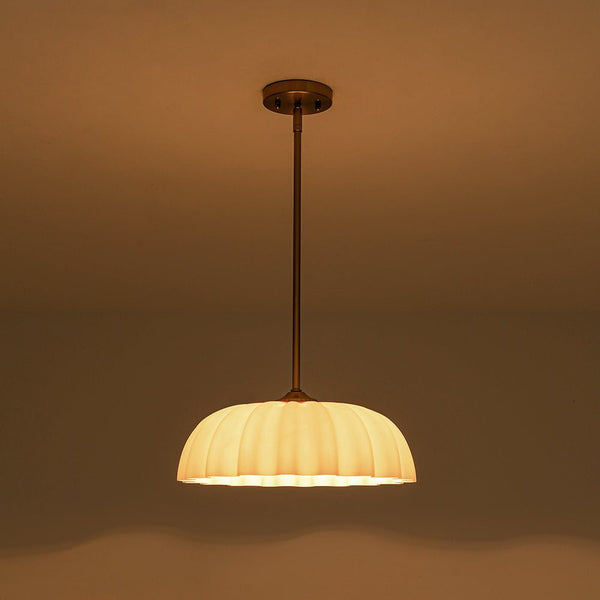 Chandelierias - Modern 1 - Light Milky White Daisy Glass Pendant - Pendants - Brass (Back - order) -