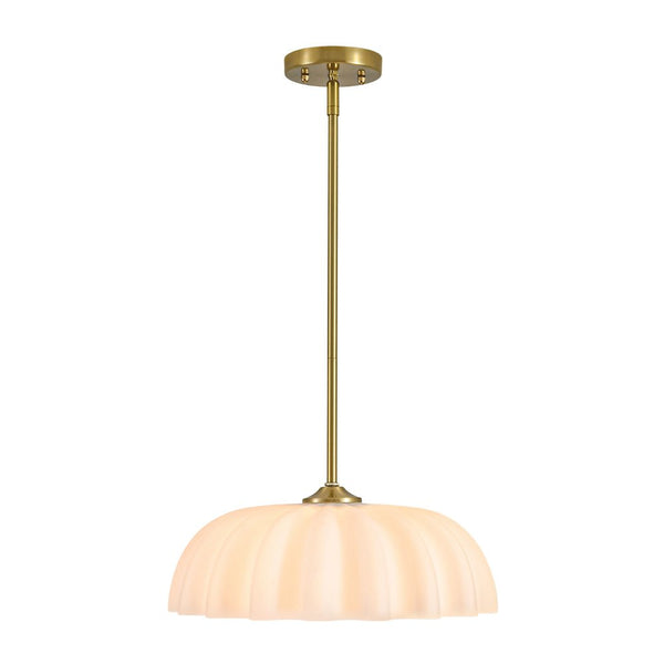 Chandelierias - Modern 1 - Light Milky White Daisy Glass Pendant - Pendants - Brass (Back - order) -