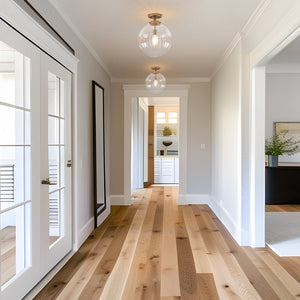 Chandelierias - Modern 1 - Light Ribbed Glass Globe Semi - flush Mount - Semi Flush - Brushed Brass -