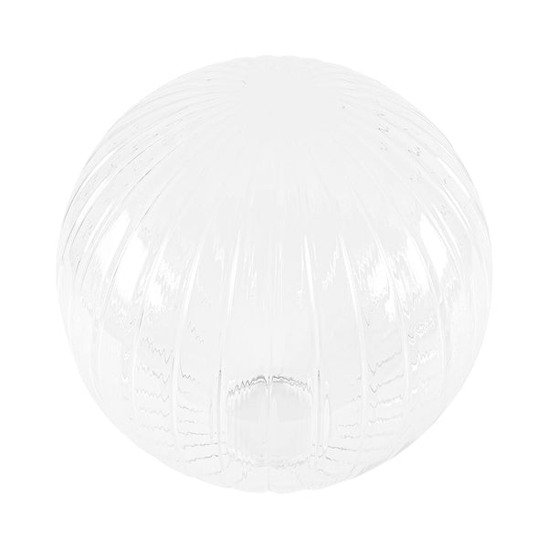 Chandelierias - Modern 1 - Light Ribbed Glass Globe Semi - flush Mount - Semi Flush - Brushed Brass -