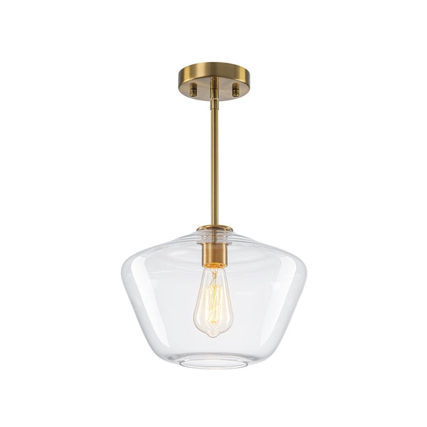 Chandelierias-Modern 1-Light Sculptural Geo Glass Pendant-Pendants-Brushed Brass-1-Pack