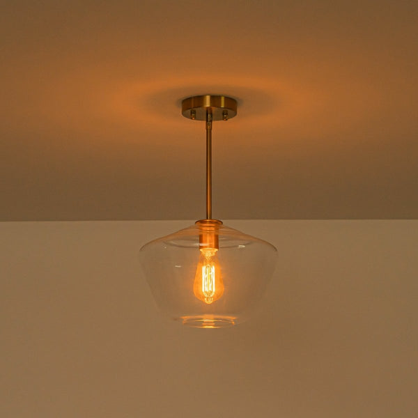 Chandelierias-Modern 1-Light Sculptural Geo Glass Pendant-Pendants-Brushed Brass-2-Pack