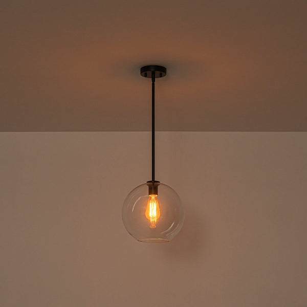 Chandelierias-Modern 1-Light Sculptural Glass Globe Pendant-Pendants-Matte Black-