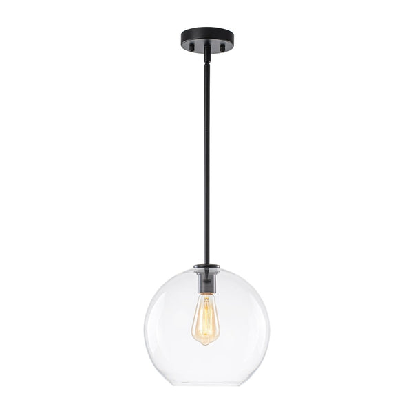 Chandelierias-Modern 1-Light Sculptural Glass Globe Pendant-Pendants-Matte Black-