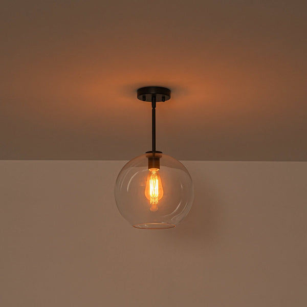 Chandelierias-Modern 1-Light Sculptural Glass Globe Pendant-Pendants-Matte Black-