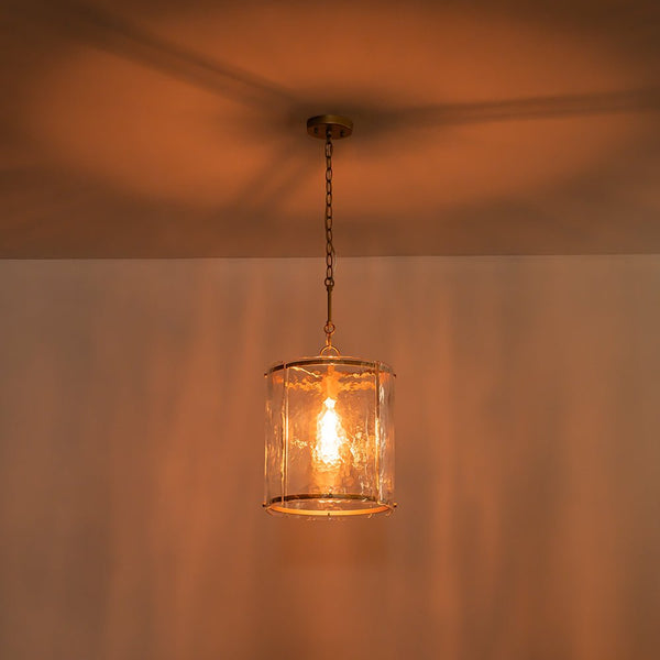 Chandelierias - Modern 1 - Light Water Glass Cylinder Single Pendant - Pendant - Gold -