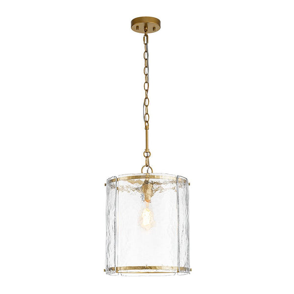 Chandelierias - Modern 1 - Light Water Glass Cylinder Single Pendant - Pendant - Gold -