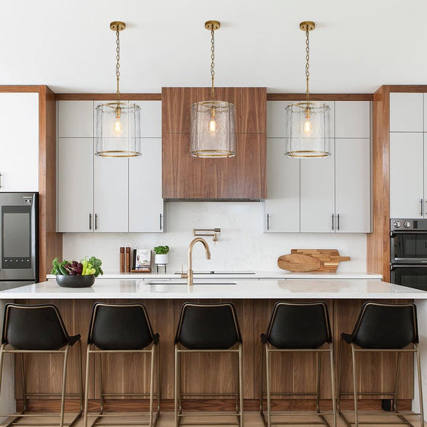 Chandelierias - Modern 1 - Light Water Glass Cylinder Single Pendant - Pendant - Nickel -
