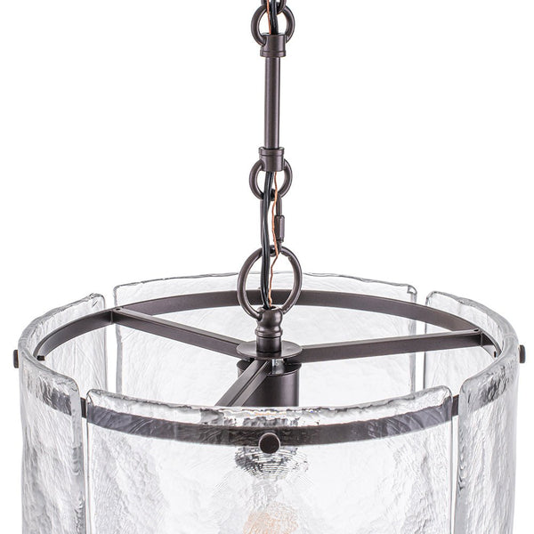 Chandelierias - Modern 1 - Light Water Rippled Glass Cylinder Single Pendant - Pendant - Oil - rubbed Bronze -