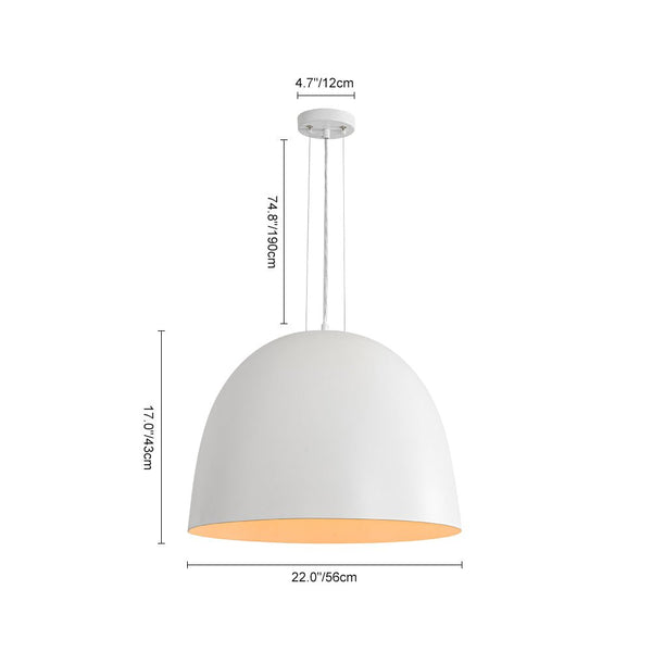 Chandelierias - Modern 1 - Light Wax Gourd Shape Half - Dome Metal Pendant - Pendant - White -