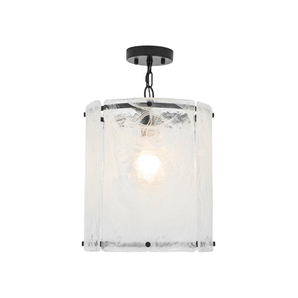 Chandelierias-Modern 1-Light White Strie Glass Cylinder Single Pendant-Pendants-Black-