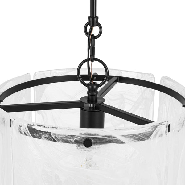Chandelierias-Modern 1-Light White Strie Glass Cylinder Single Pendant-Pendants-Black-
