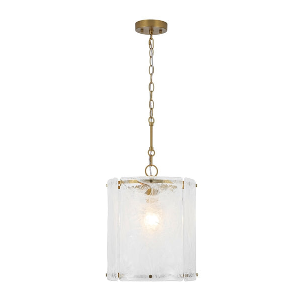 Chandelierias-Modern 1-Light White Strie Glass Cylinder Single Pendant-Pendants-Brass-