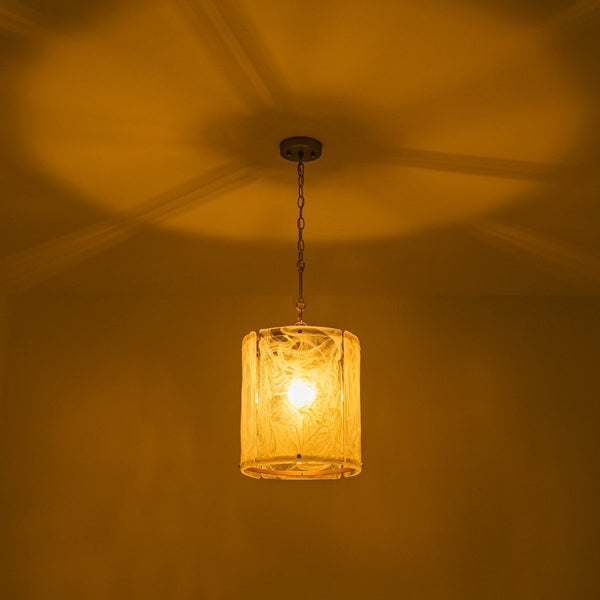 Chandelierias-Modern 1-Light White Strie Glass Cylinder Single Pendant-Pendants-Brass-