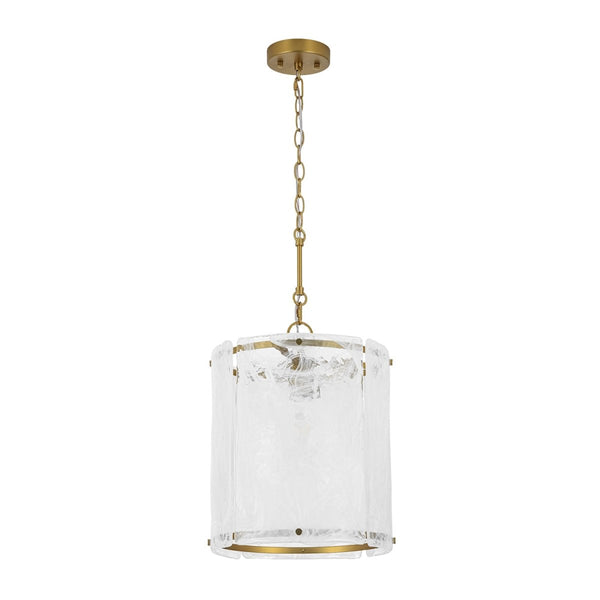 Chandelierias-Modern 1-Light White Strie Glass Cylinder Single Pendant-Pendants-Brass-