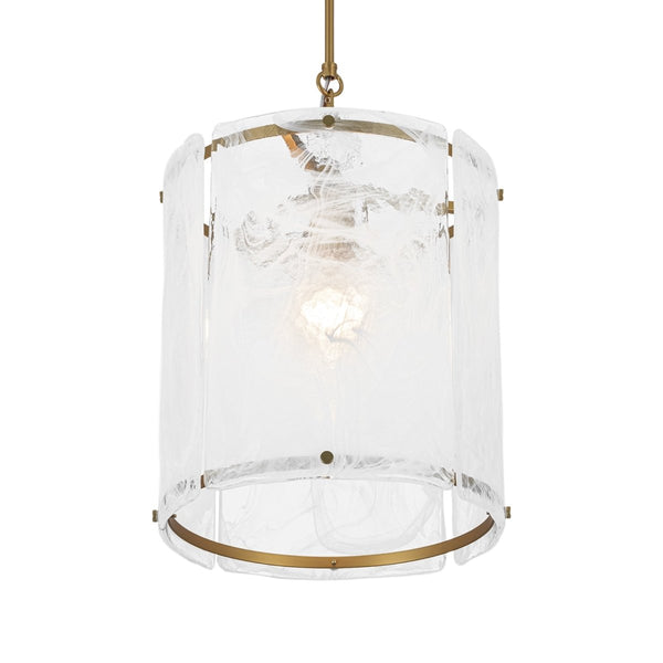 Chandelierias-Modern 1-Light White Strie Glass Cylinder Single Pendant-Pendants-Brass-