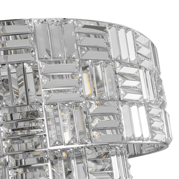 Chandelierias - Modern 11 - Light Tiered Crystal Grid Drum Chandelier - Chandelier - Polished Nickel -