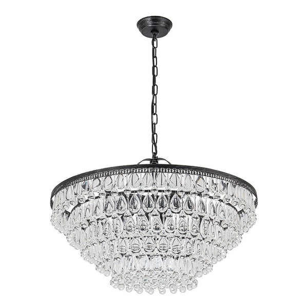 Chandelierias - Modern 11 - Light Waterfall Tiered Crystal Drops Chandelier - Chandeliers - Black -