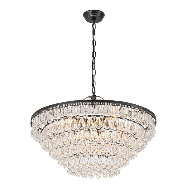 Chandelierias - Modern 11 - Light Waterfall Tiered Crystal Drops Chandelier - Chandeliers - Black -