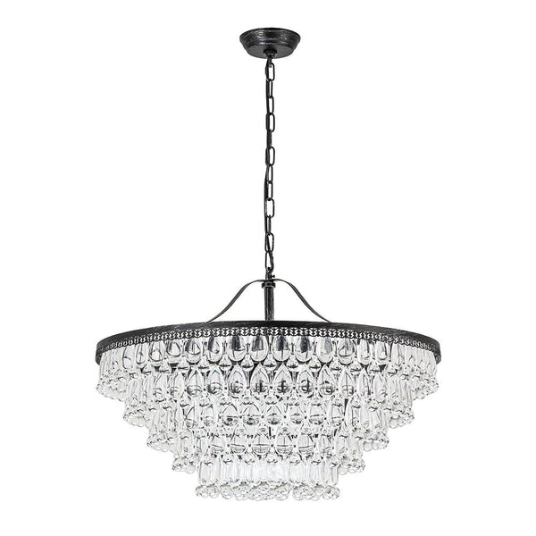 Chandelierias - Modern 11 - Light Waterfall Tiered Crystal Drops Chandelier - Chandeliers - Black -