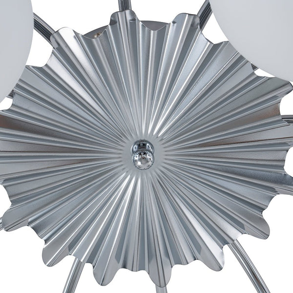 Chandelierias-Modern 12-Light Opal Glass Globe Semi-Flush Mount-Semi Flush-Chrome-12 Bulbs