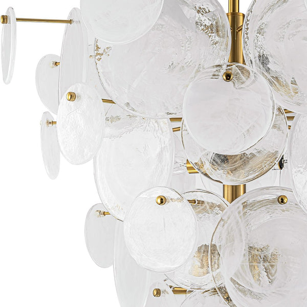 Chandelierias - Modern 12 - Light White Strie Glass Cone - Shape Tiered Chandelier - Chandeliers - Brass -