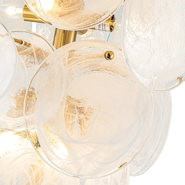 Chandelierias - Modern 12 - Light White Strie Glass Cone - Shape Tiered Chandelier - Chandeliers - Brass -