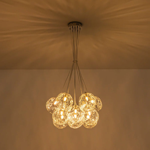 Chandelierias - Modern 13 - Light Clear Glass Globe Bubble Chandelier - Chandelier - Fiber Blown Glass -
