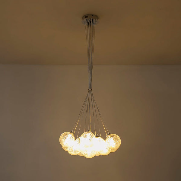Chandelierias - Modern 13 - Light Clear Glass Globe Bubble Chandelier - Chandelier - Fiber Blown Glass -