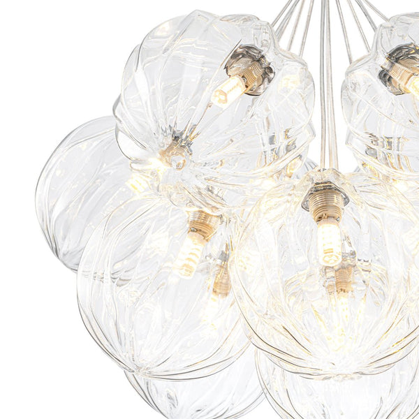 Chandelierias - Modern 13 - Light Clear Glass Globe Bubble Chandelier - Chandelier - Petal Texture Glass -