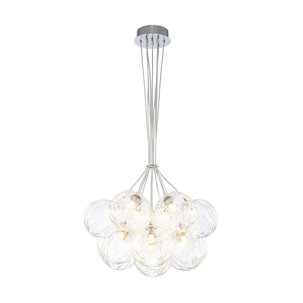 Chandelierias - Modern 13 - Light Clear Glass Globe Bubble Chandelier - Chandelier - Petal Texture Glass -