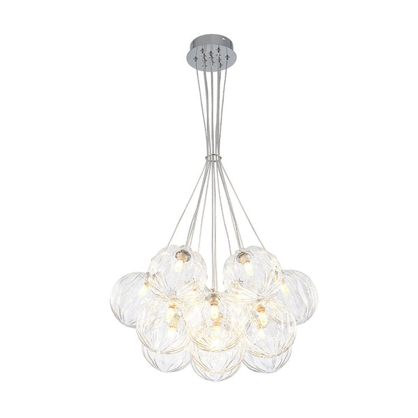 Chandelierias - Modern 13 - Light Clear Glass Globe Bubble Chandelier - Chandelier - Petal Texture Glass -