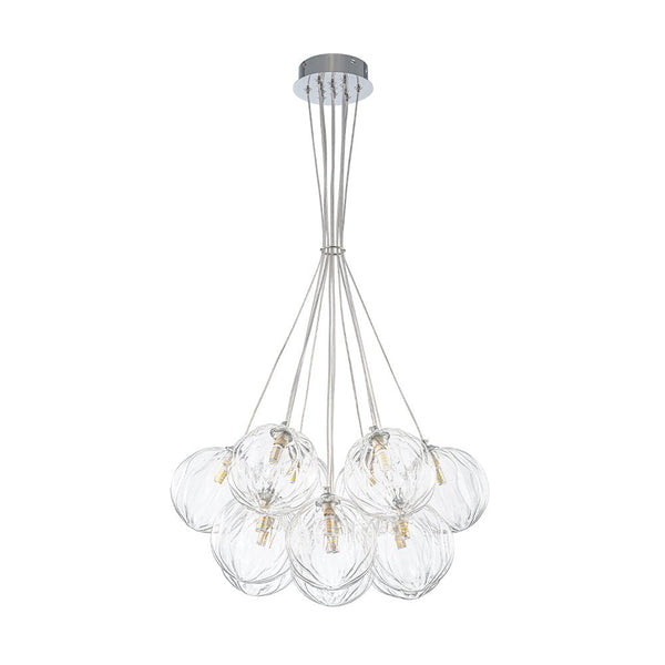 Chandelierias - Modern 13 - Light Clear Glass Globe Bubble Chandelier - Chandelier - Petal Texture Glass -