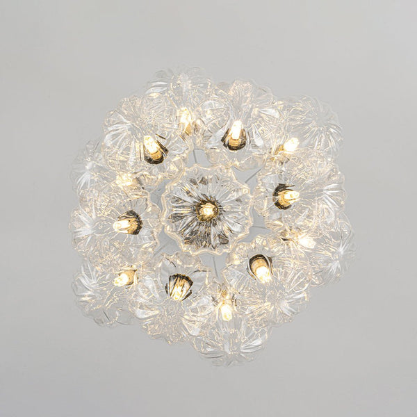 Chandelierias - Modern 13 - Light Clear Glass Globe Bubble Chandelier - Chandelier - Petal Texture Glass -