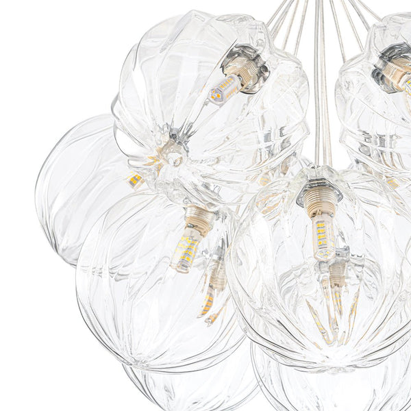 Chandelierias - Modern 13 - Light Clear Glass Globe Bubble Chandelier - Chandelier - Petal Texture Glass -