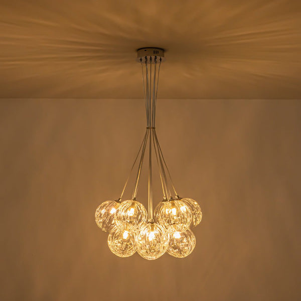 Chandelierias - Modern 13 - Light Clear Glass Globe Bubble Chandelier - Chandelier - Petal Texture Glass -