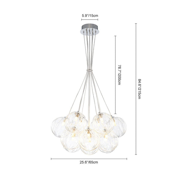 Chandelierias - Modern 13 - Light Clear Glass Globe Bubble Chandelier - Chandelier - Petal Texture Glass -