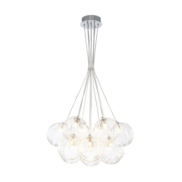 Chandelierias - Modern 13 - Light Clear Glass Globe Bubble Chandelier - Chandelier - Petal Texture Glass -
