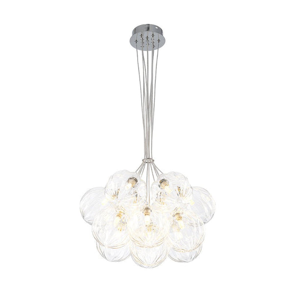 Chandelierias - Modern 13 - Light Clear Glass Globe Bubble Chandelier - Chandelier - Petal Texture Glass -