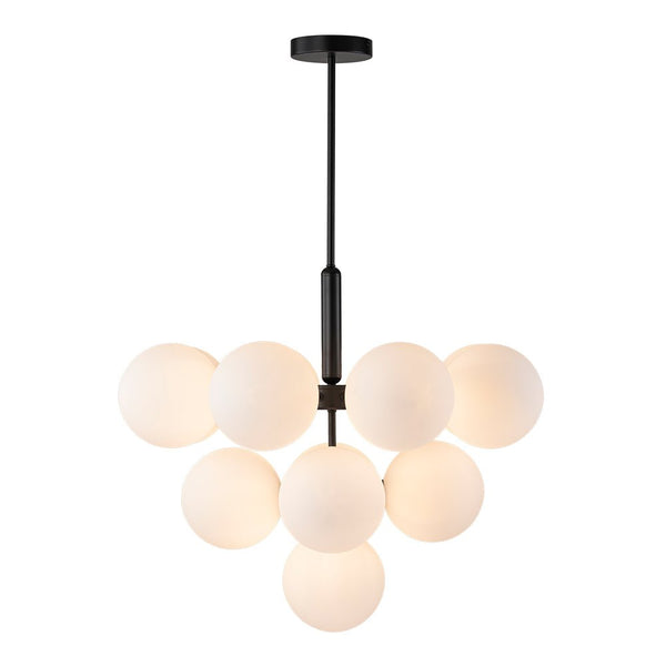 Chandelierias - Modern 13 - Light Opal Glass Bubble Grape Chandelier - Chandelier - Black - 13 Bulbs