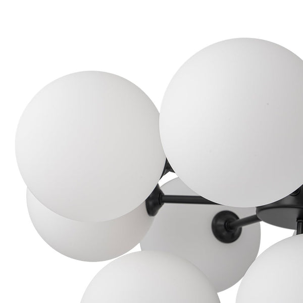 Chandelierias - Modern 13 - Light Opal Glass Bubble Grape Chandelier - Chandelier - Black - 13 Bulbs