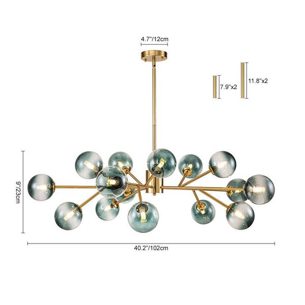 Chandelierias - Modern 15 - Light Gradient Glass Globe Branch Chandelier - Chandeliers - Black - Gradient Gray