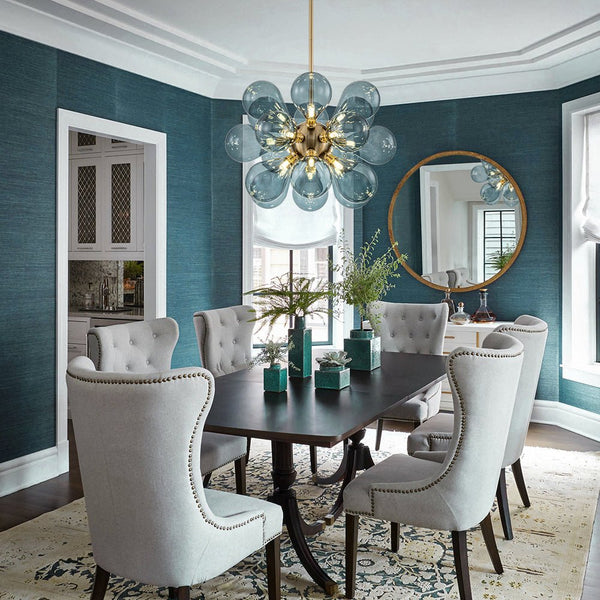 Chandelierias-Modern 18-Light Hand Blown Glass Cluster Chandelier-Chandelier-Blue Bubbles-